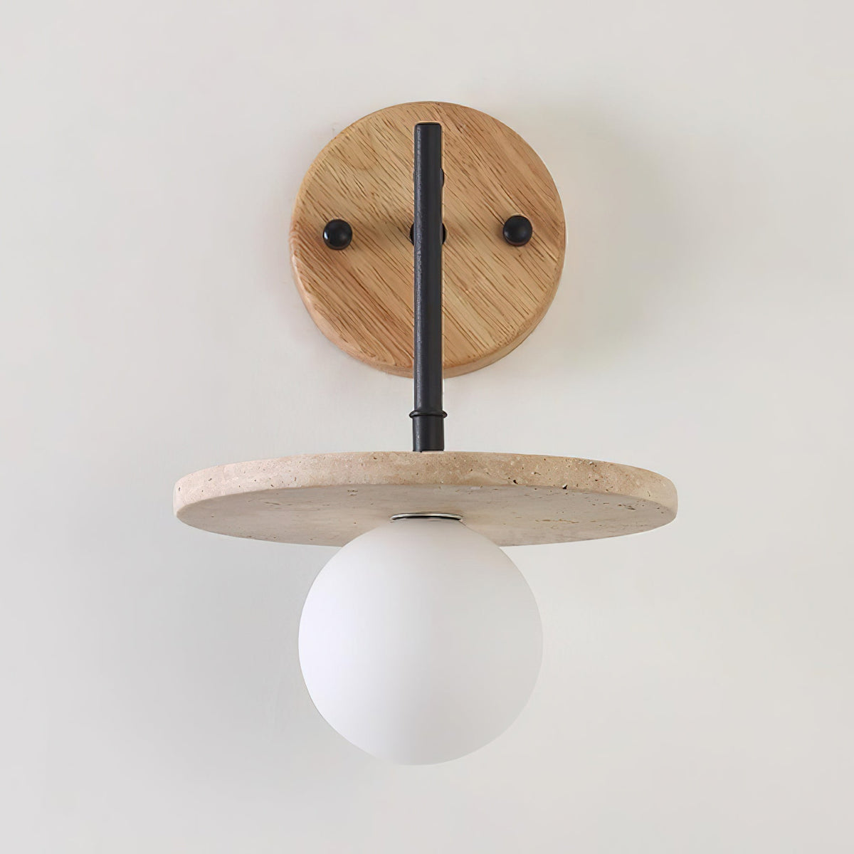 Minimalistyczna drewniana lampa ścienna Vantor — światło G9 podłączane na stałe, orzech i czerń