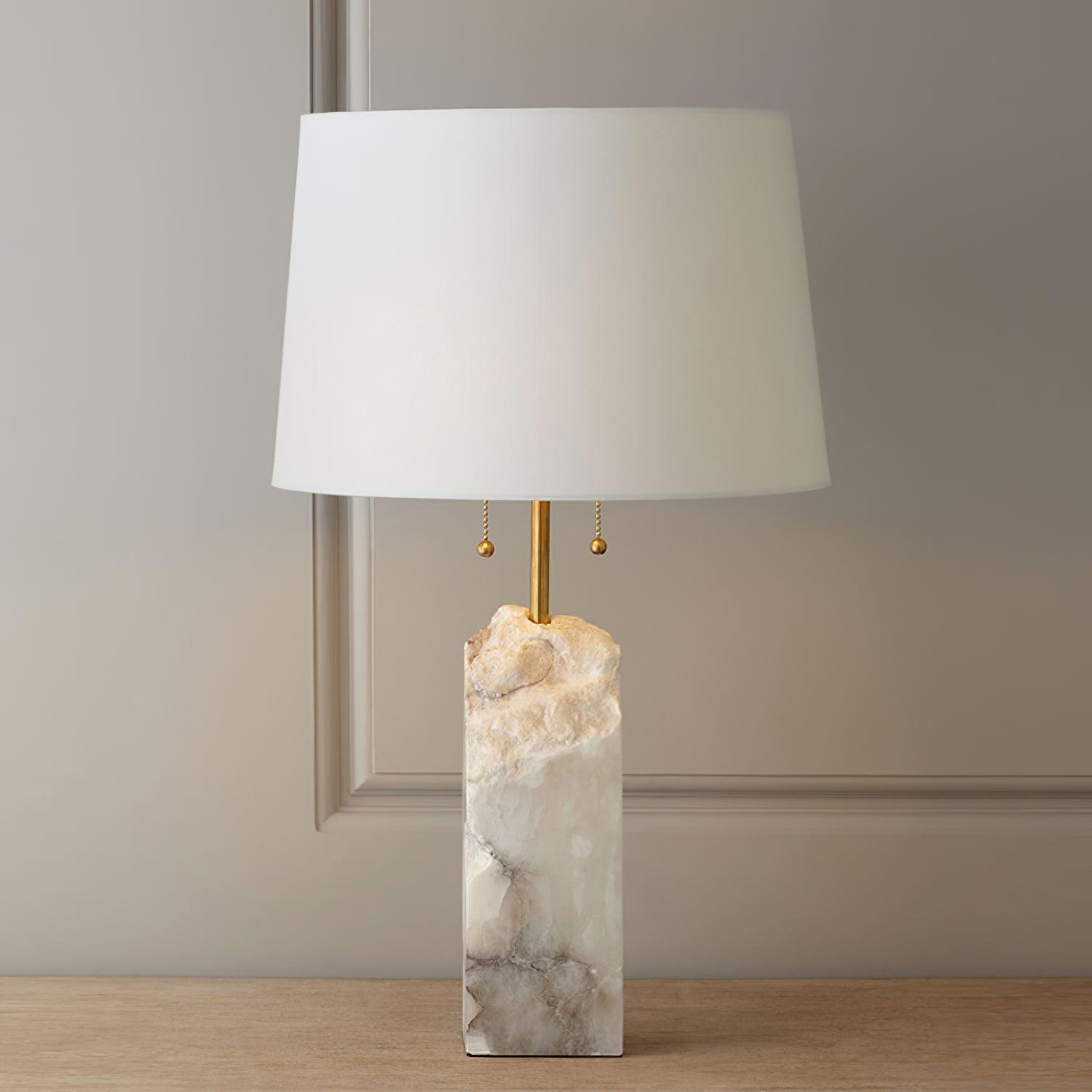 Candeeiro de mesa Raw Alabaster — Abajur cónico em linho natural