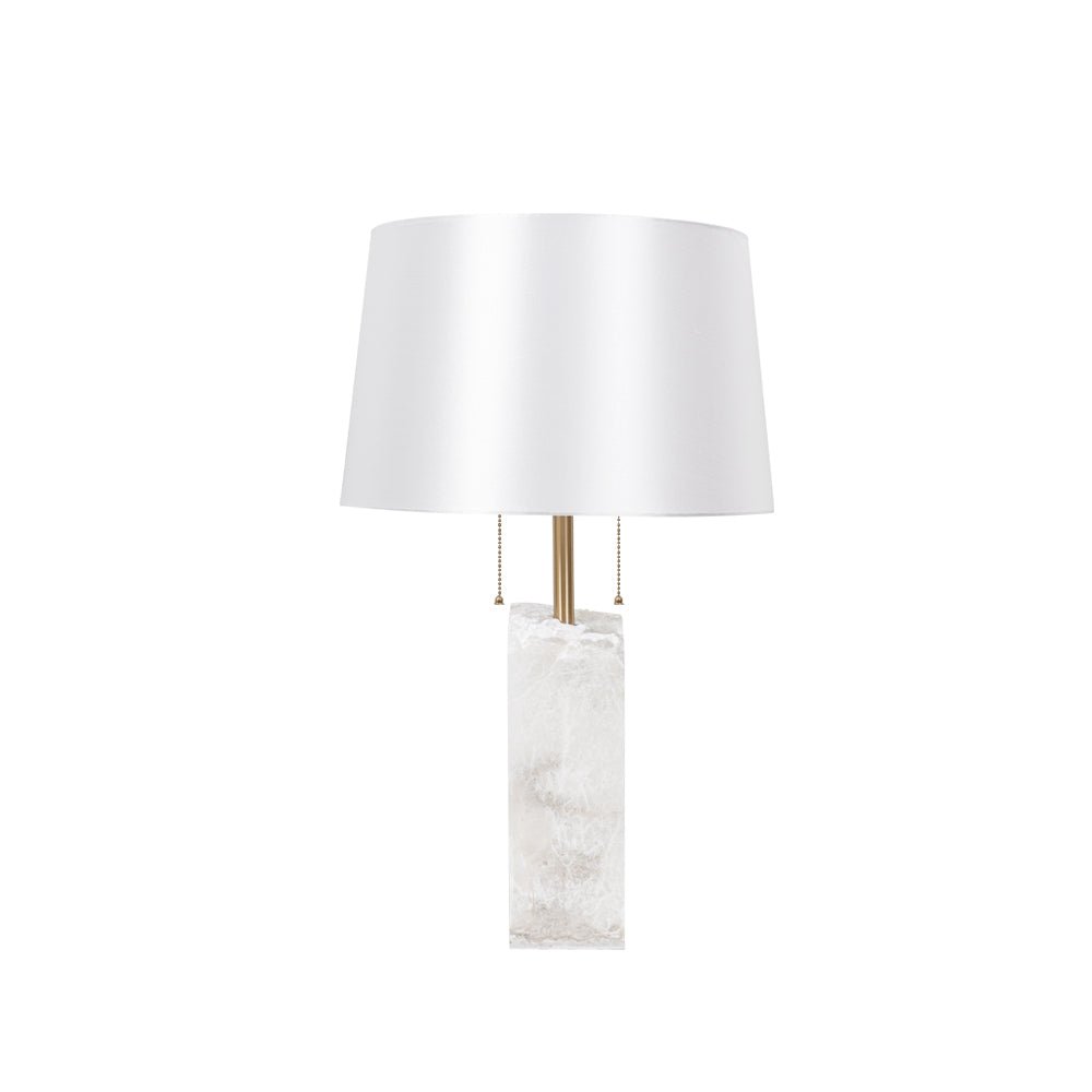 Candeeiro de mesa Raw Alabaster — Abajur cónico em linho natural