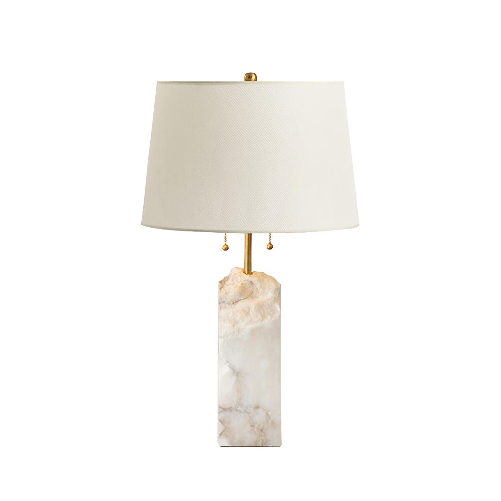 Candeeiro de mesa Raw Alabaster — Abajur cónico em linho natural