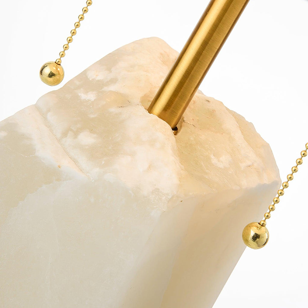 Candeeiro de mesa Raw Alabaster — Abajur cónico em linho natural