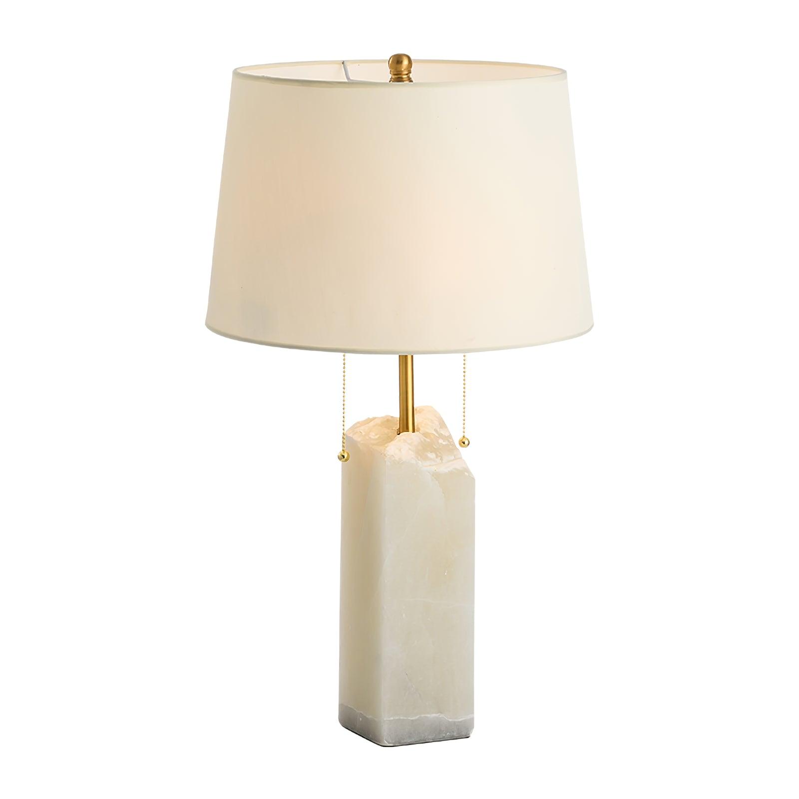 Candeeiro de mesa Raw Alabaster — Abajur cónico em linho natural