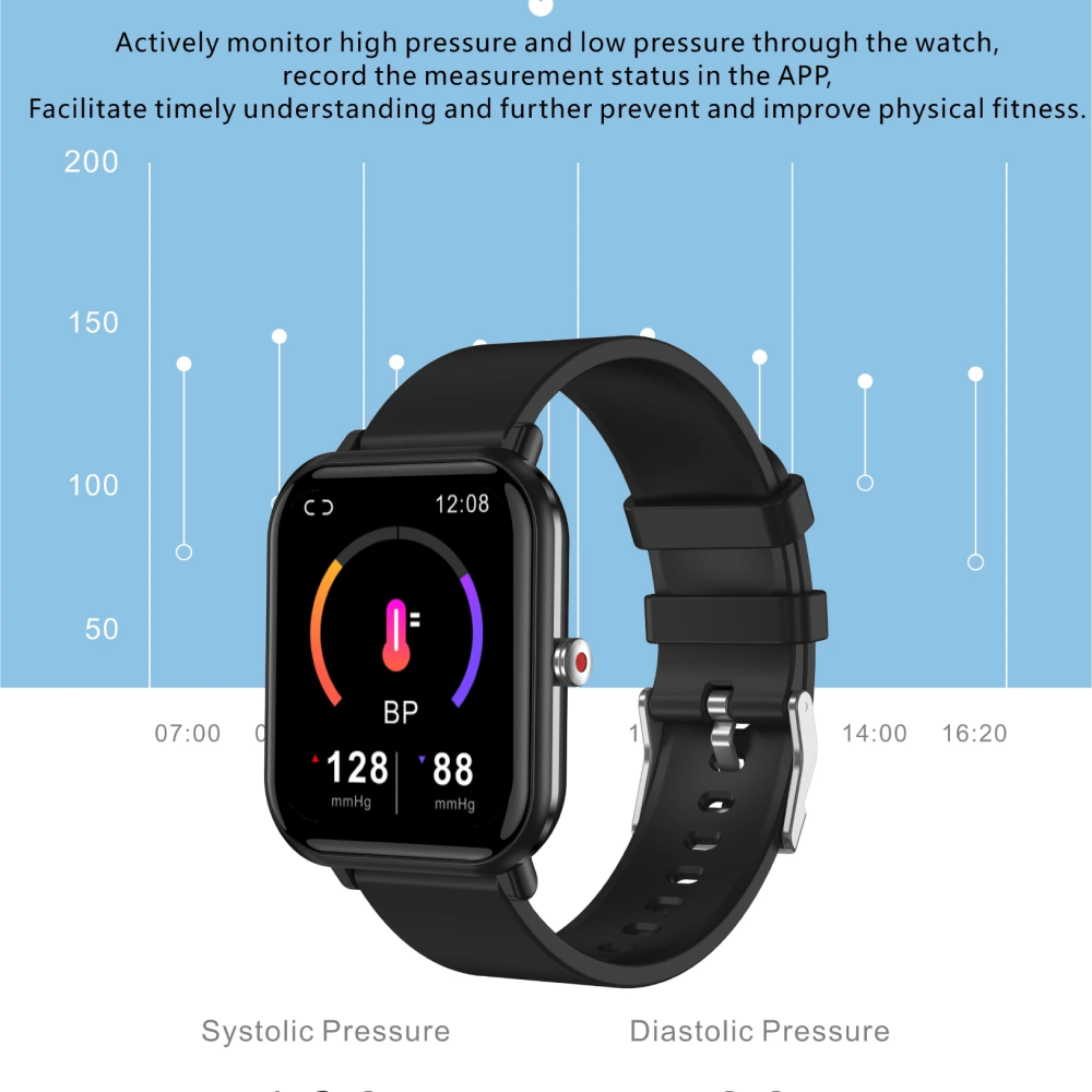 Montre intelligente étanche de sport pour la pression artérielle au poignet 2024 compatible Android iOS