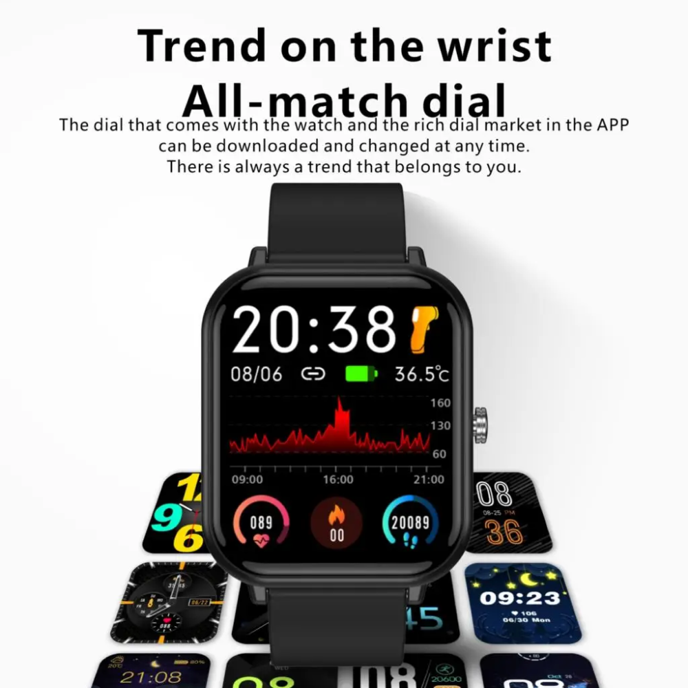 Montre intelligente étanche de sport pour la pression artérielle au poignet 2024 compatible Android iOS
