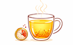 Illustration of a cup of golden saffron tea