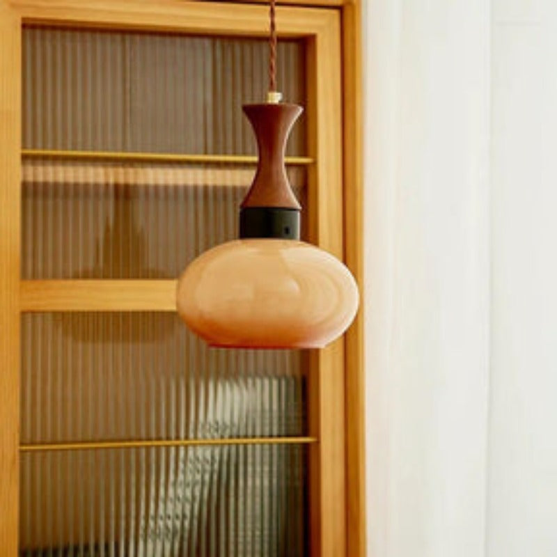 Arisha Vintage Glass Pendant Light — Hardwire LED Ceiling Mount, 5–10㎡