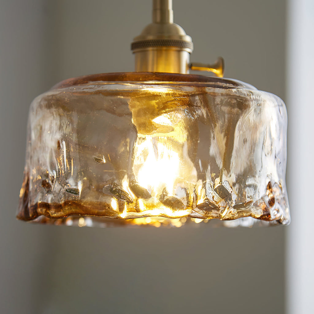 Amberlyn vintage-pendellampe i ravfarvet glas — E26-fatning, dæmpbar