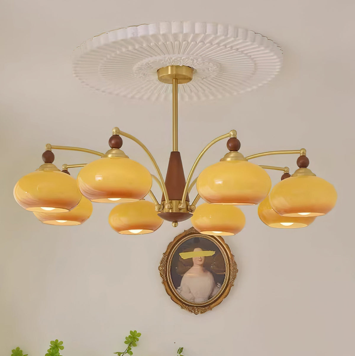 Plafonnier suspendu vintage Charlotte à plusieurs branches