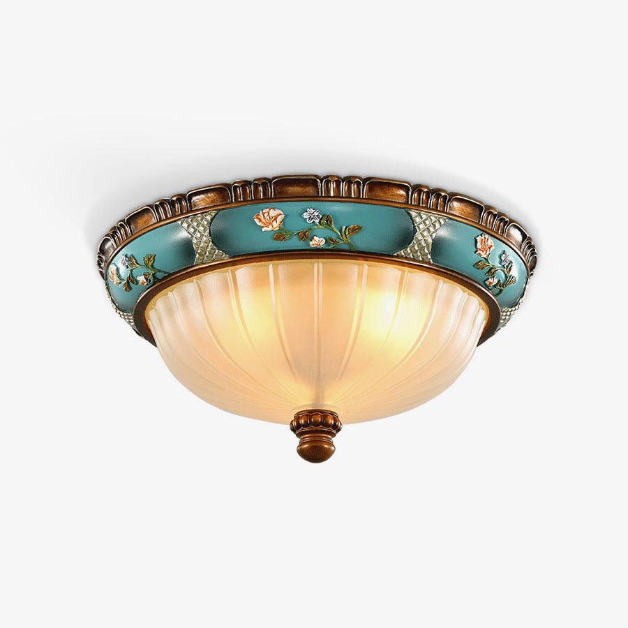 Luz de teto encastrada floral retro — acabamento em resina azul