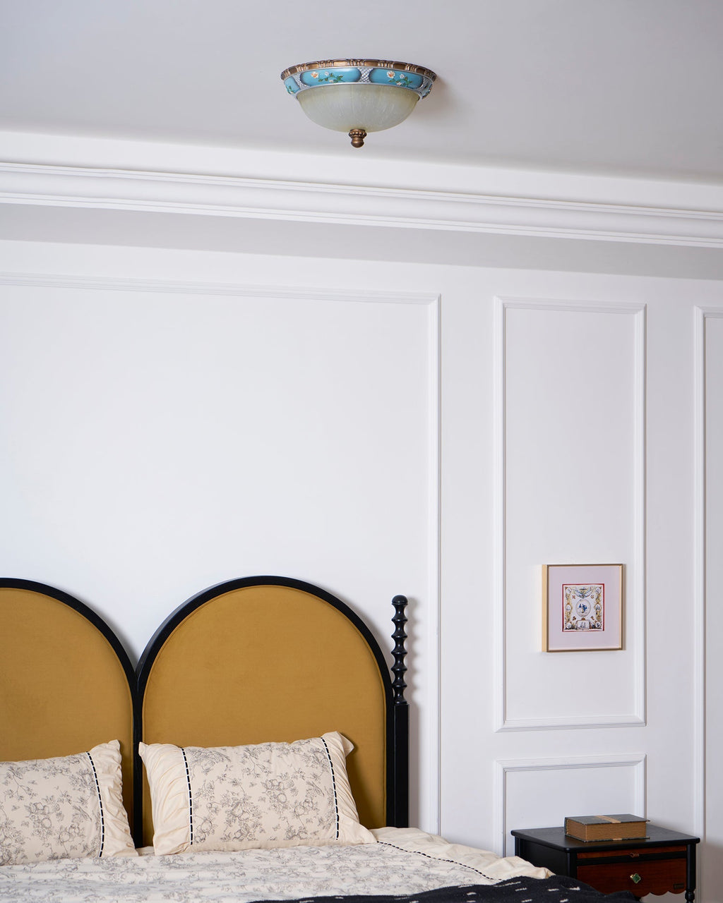 Luz de teto encastrada floral retro — acabamento em resina azul