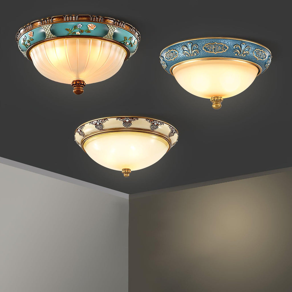 Luz de teto encastrada floral retro — acabamento em resina azul