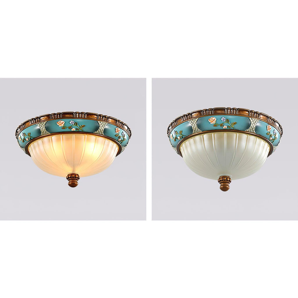 Luz de teto encastrada floral retro — acabamento em resina azul