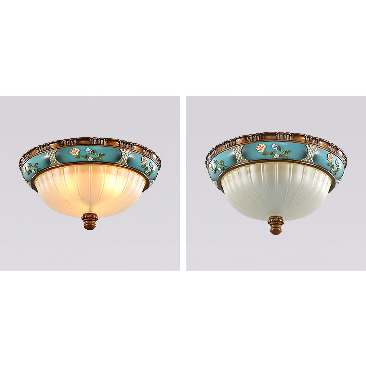 Luz de teto encastrada floral retro — acabamento em resina azul