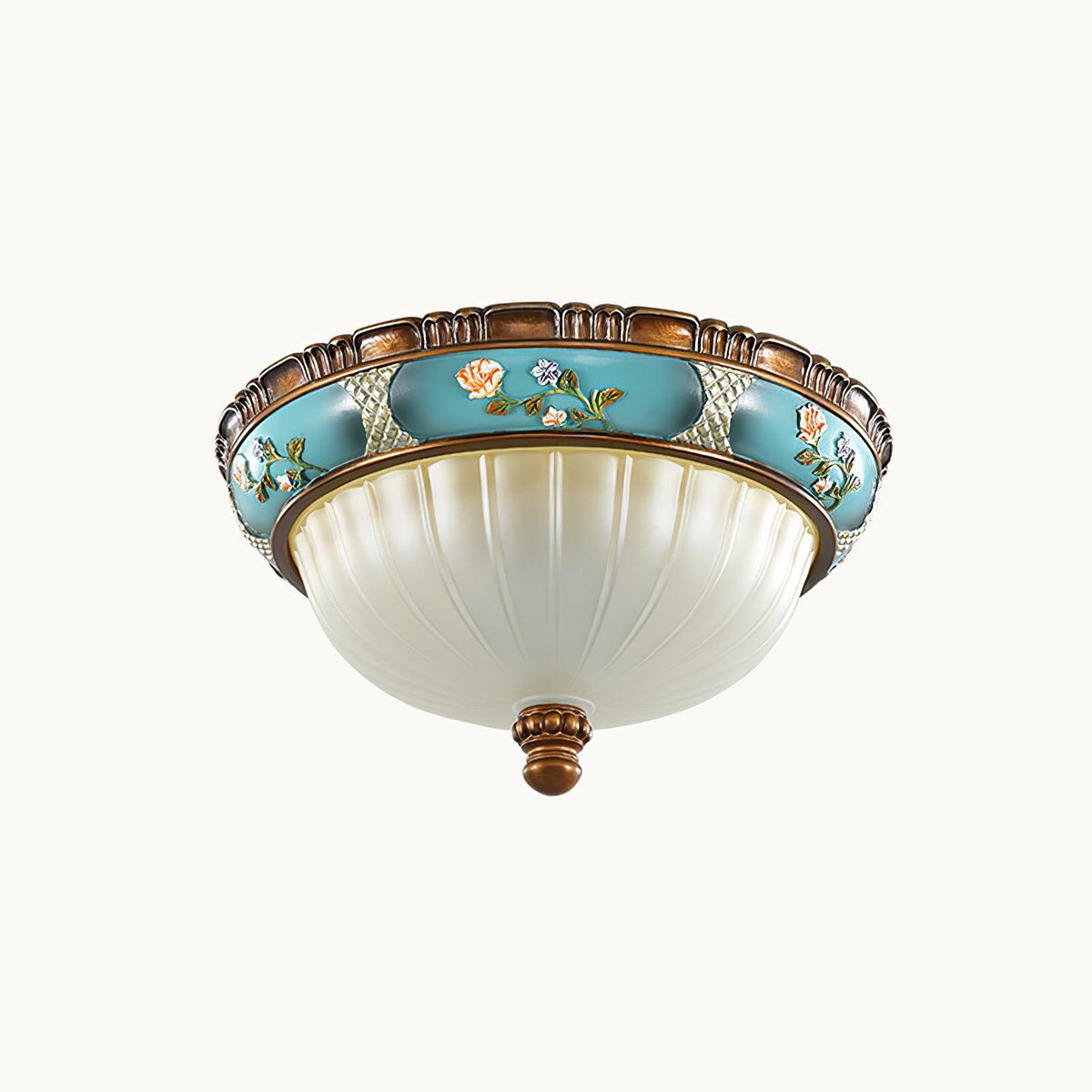 Luz de teto encastrada floral retro — acabamento em resina azul