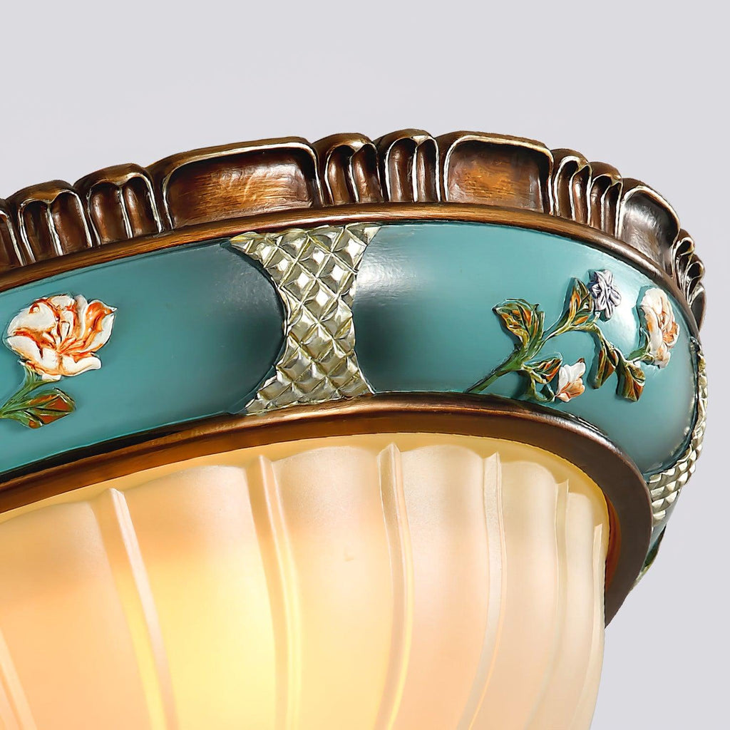 Luz de teto encastrada floral retro — acabamento em resina azul
