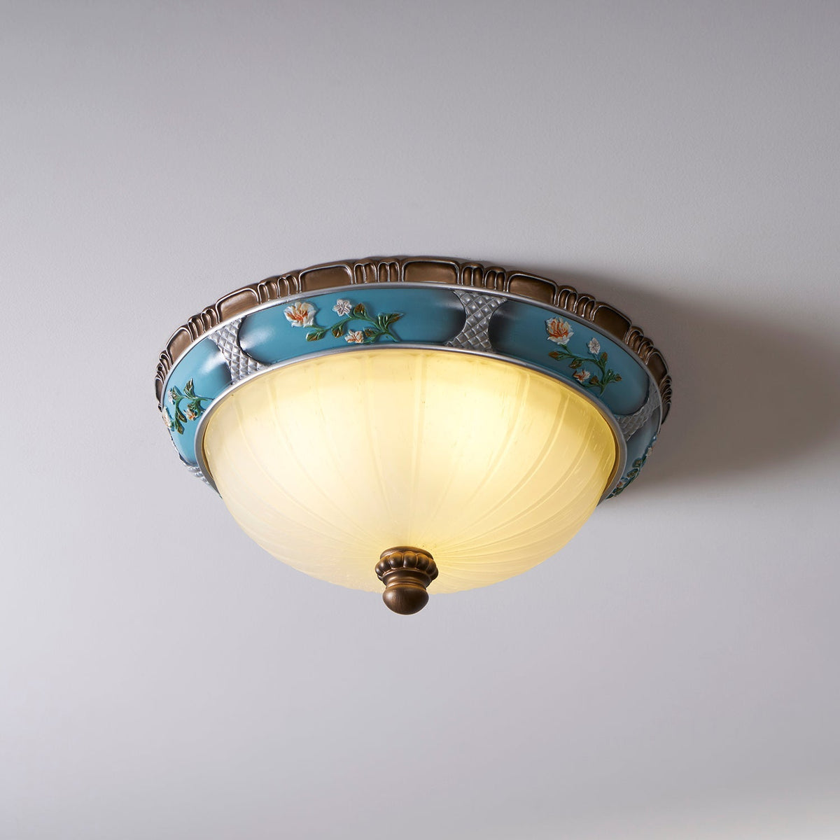 Luz de teto encastrada floral retro — acabamento em resina azul