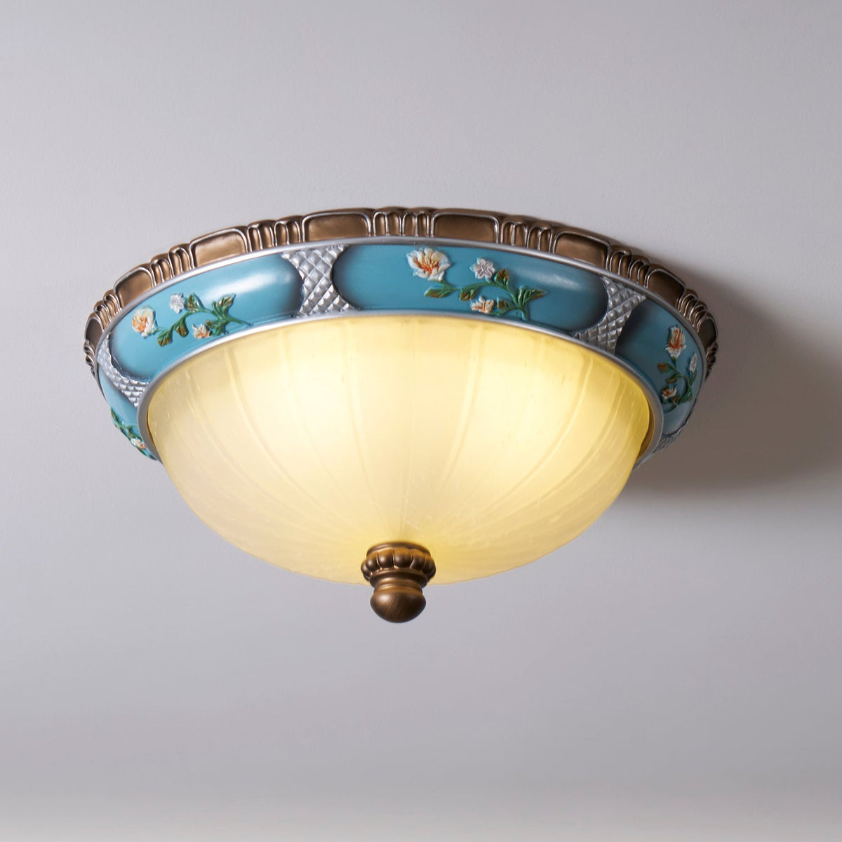 Luz de teto encastrada floral retro — acabamento em resina azul