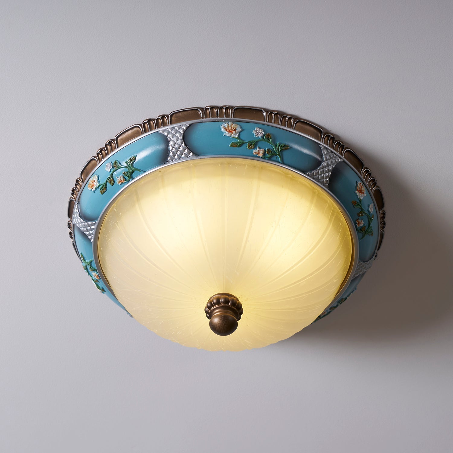 Luz de teto encastrada floral retro — acabamento em resina azul
