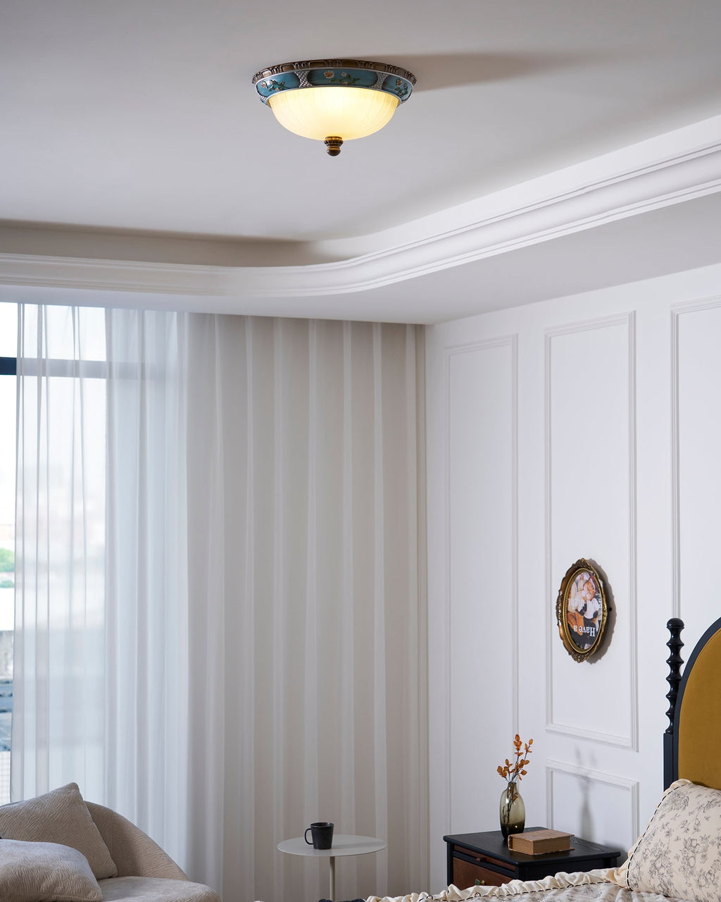Luz de teto encastrada floral retro — acabamento em resina azul
