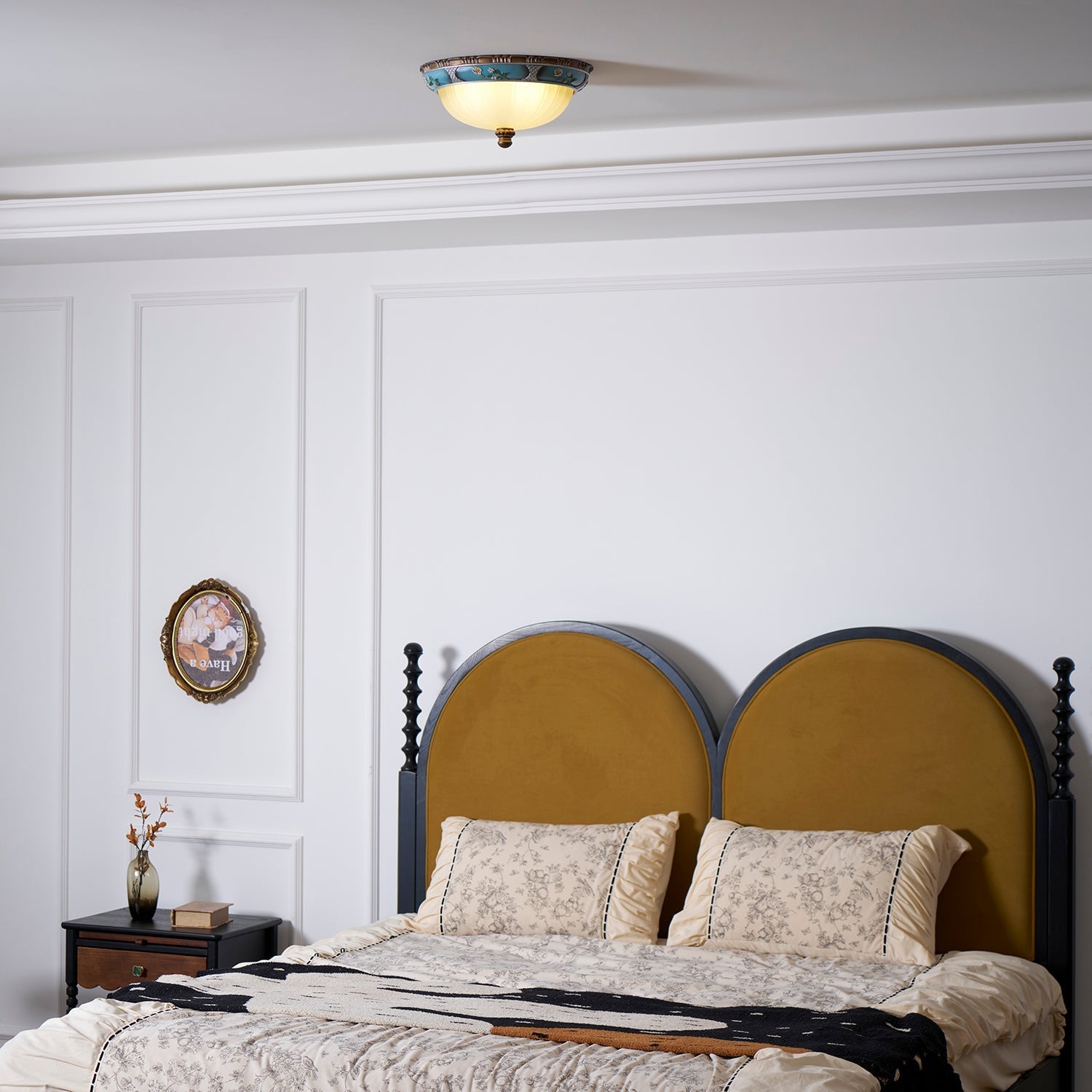 Luz de teto encastrada floral retro — acabamento em resina azul