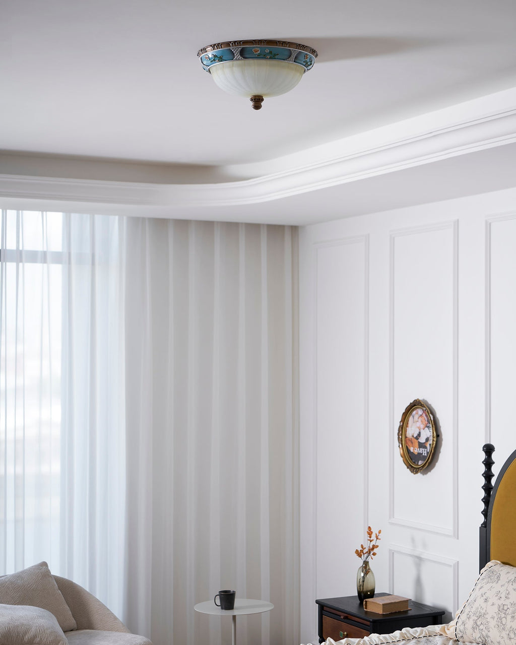 Luz de teto encastrada floral retro — acabamento em resina azul