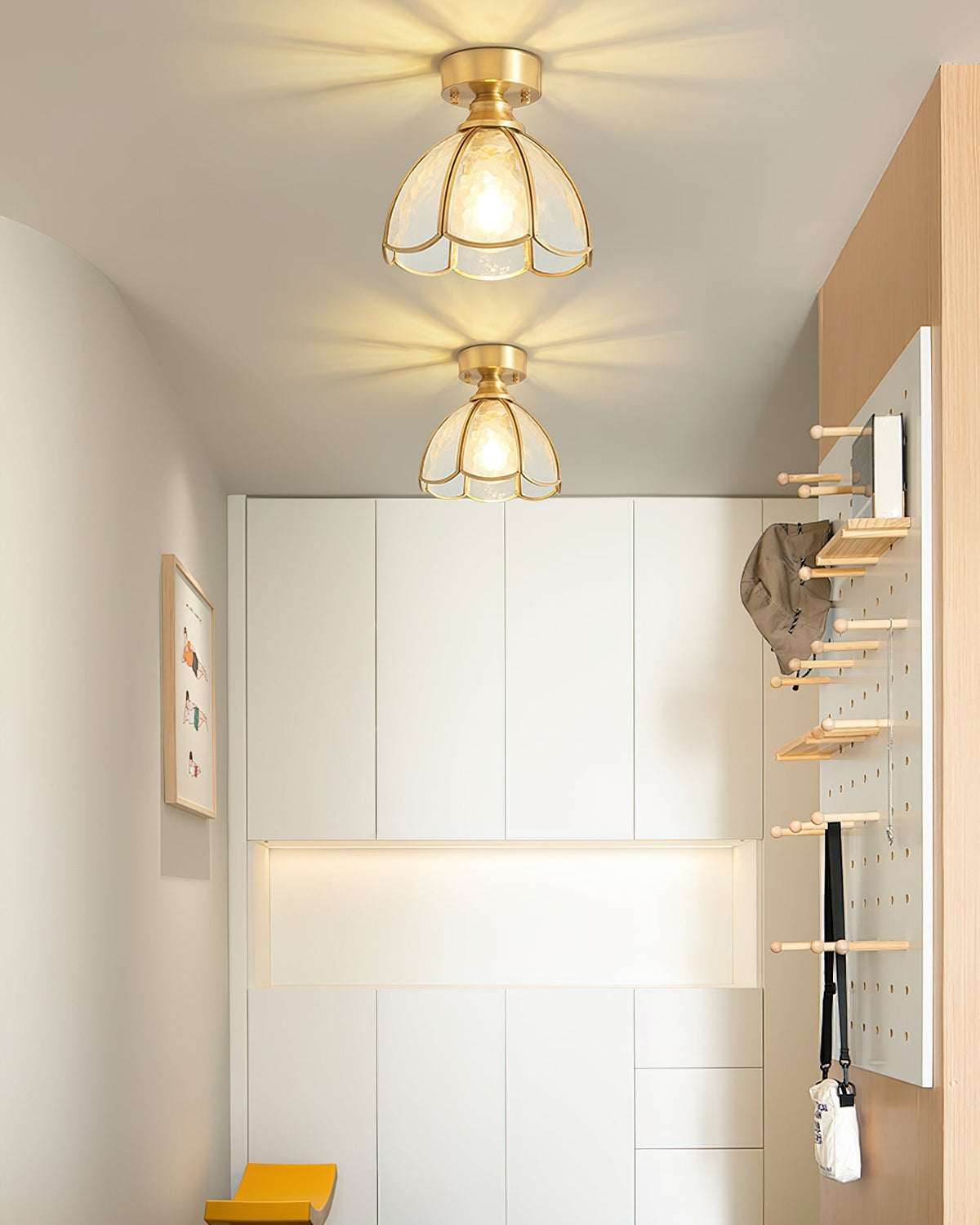 Plafoniera Civelle — Paralume in vetro colorato in stile Tiffany