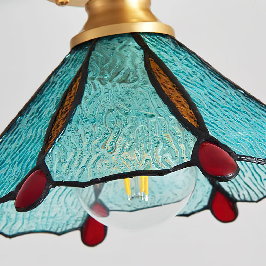 Plafoniera Civelle — Paralume in vetro colorato in stile Tiffany
