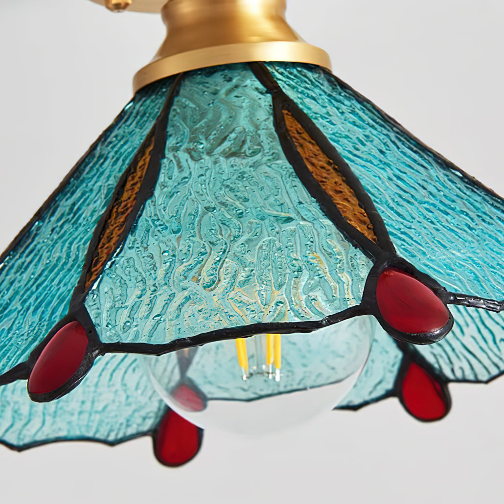 Plafoniera Civelle — Paralume in vetro colorato in stile Tiffany