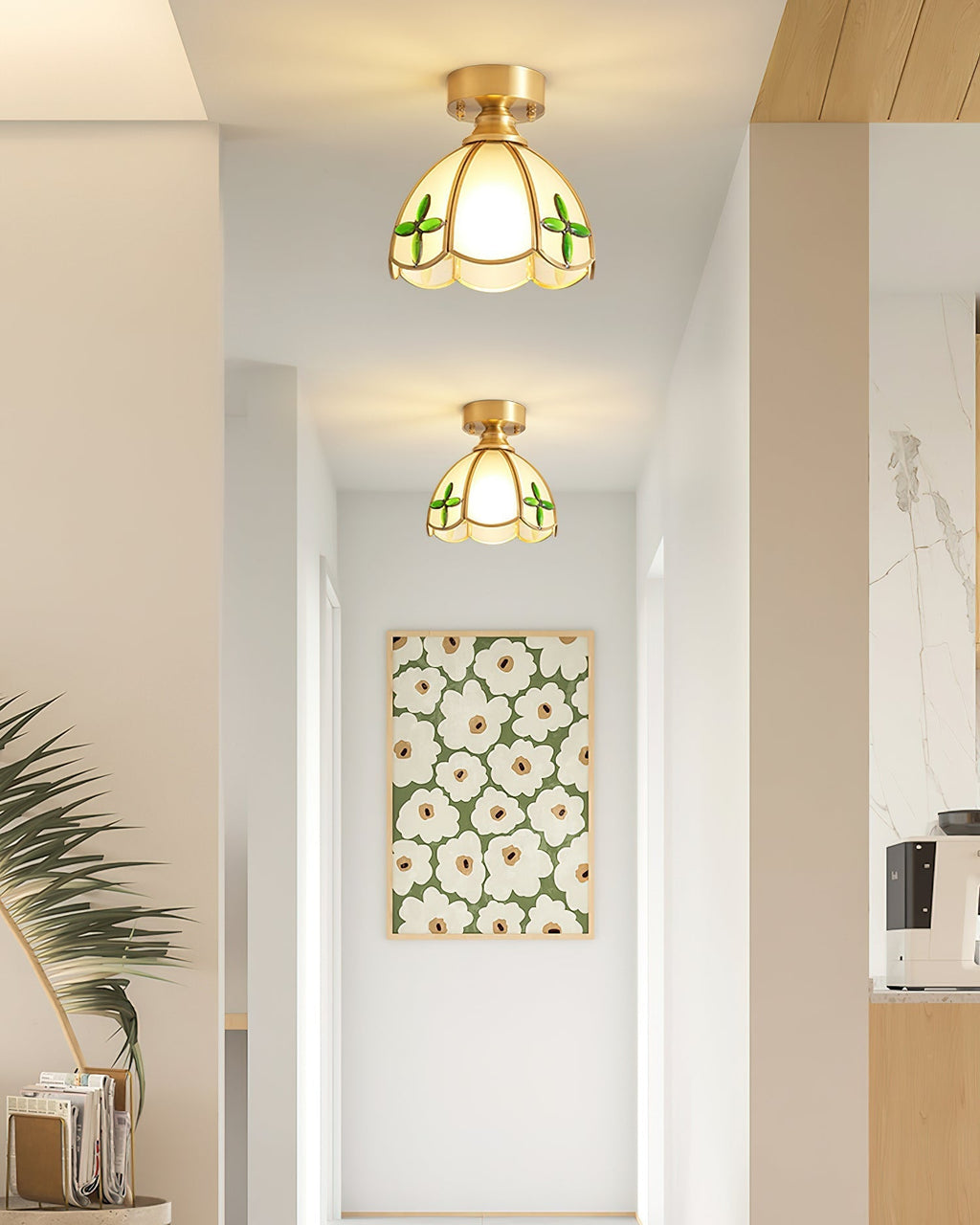 Plafoniera Civelle — Paralume in vetro colorato in stile Tiffany