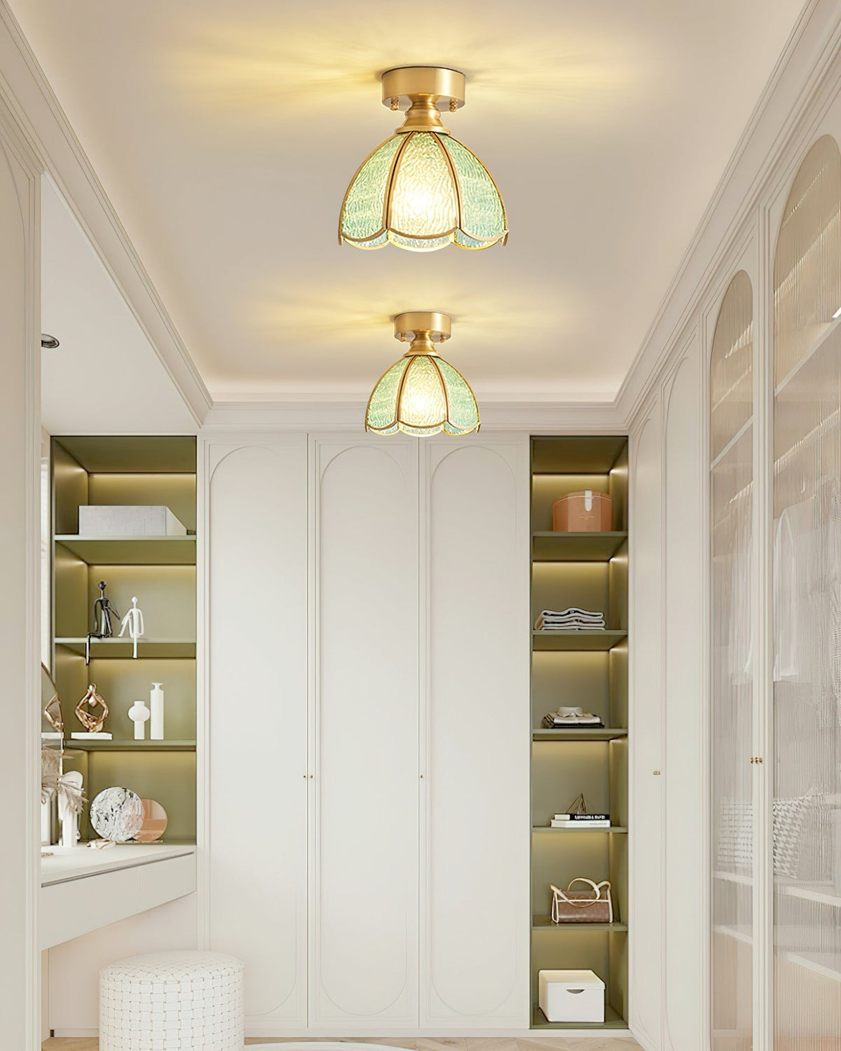 Plafoniera Civelle — Paralume in vetro colorato in stile Tiffany