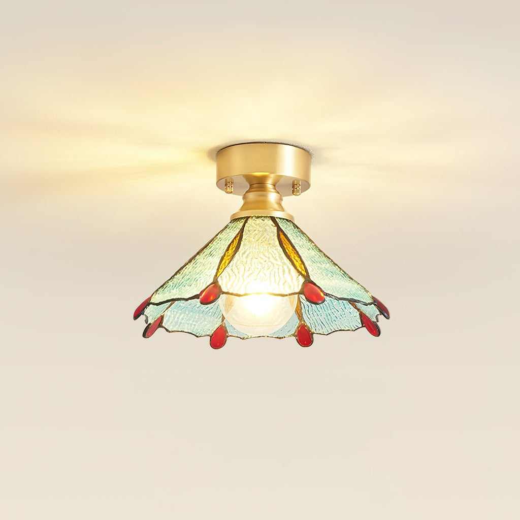 Plafoniera Civelle — Paralume in vetro colorato in stile Tiffany