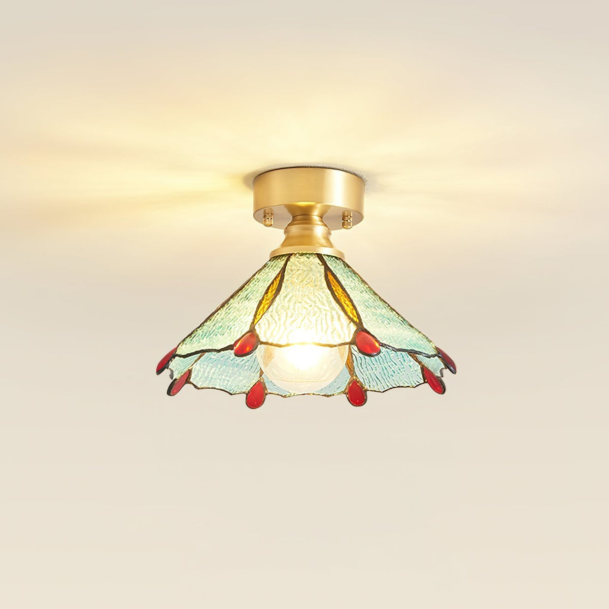 Plafoniera Civelle — Paralume in vetro colorato in stile Tiffany