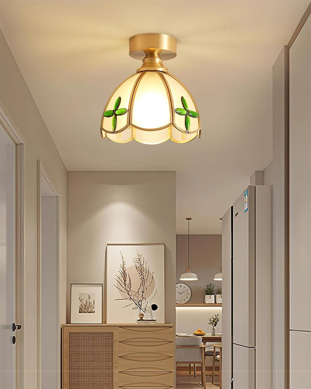 Plafoniera Civelle — Paralume in vetro colorato in stile Tiffany
