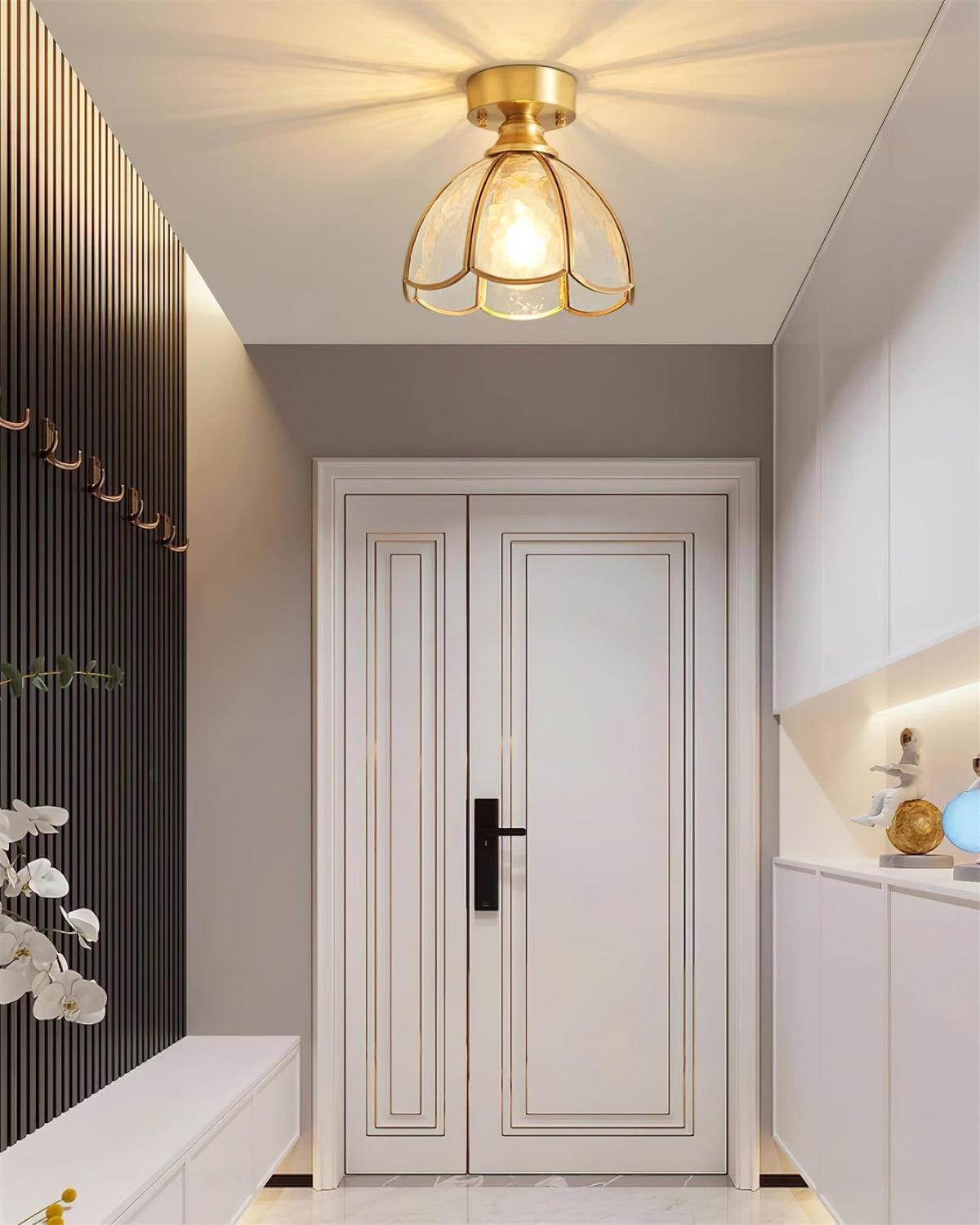Plafoniera Civelle — Paralume in vetro colorato in stile Tiffany