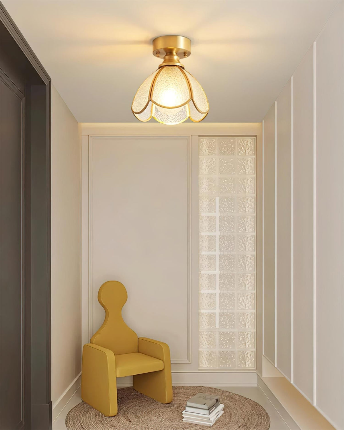 Plafoniera Civelle — Paralume in vetro colorato in stile Tiffany