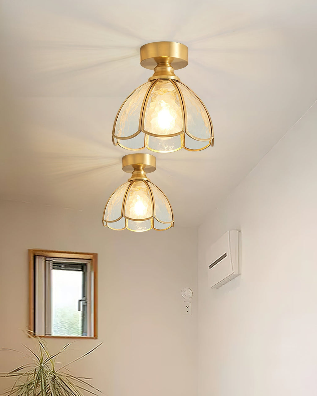 Plafoniera Civelle — Paralume in vetro colorato in stile Tiffany