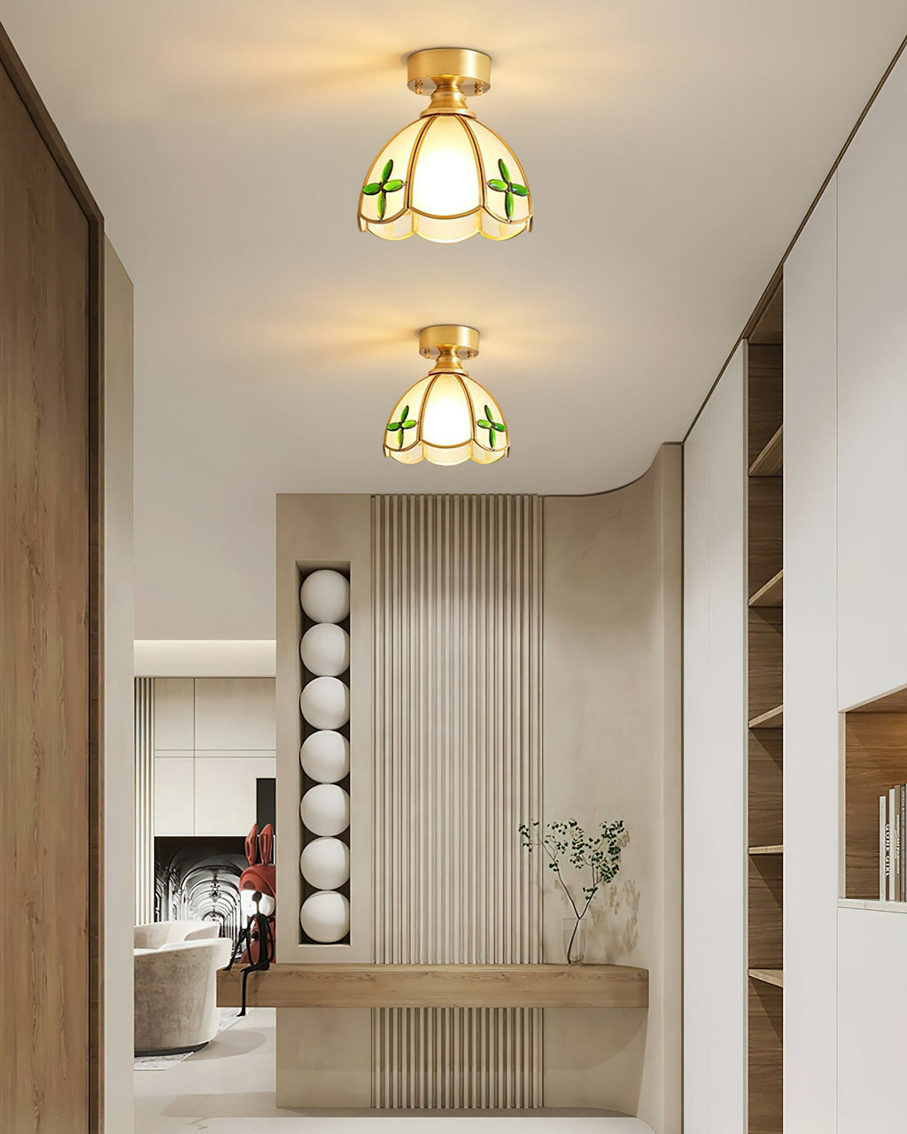 Plafoniera Civelle — Paralume in vetro colorato in stile Tiffany