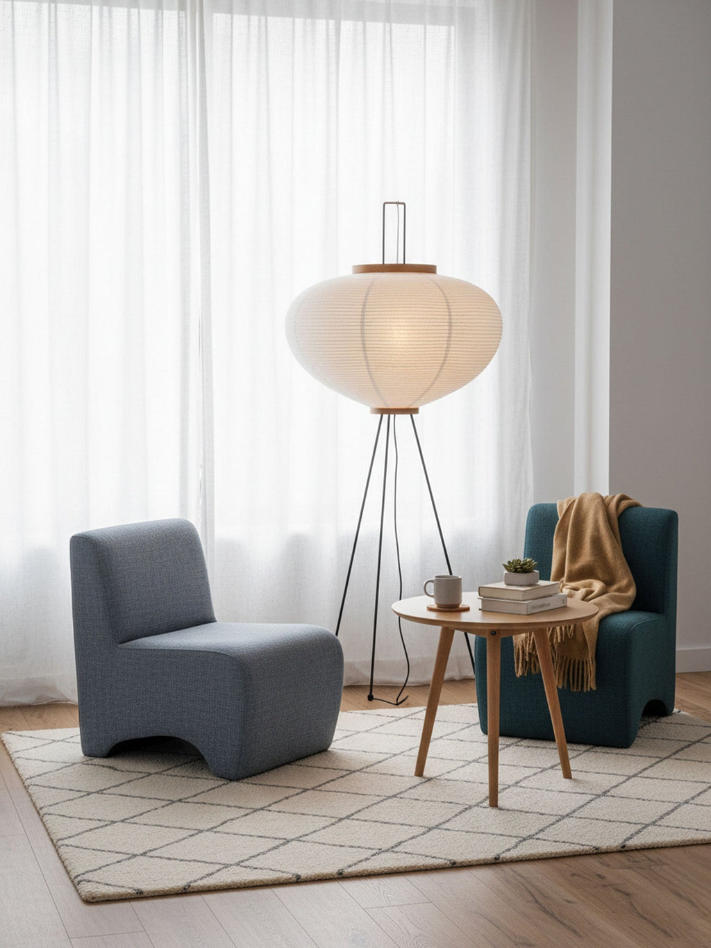 Traditionel gulvlampe i rispapir