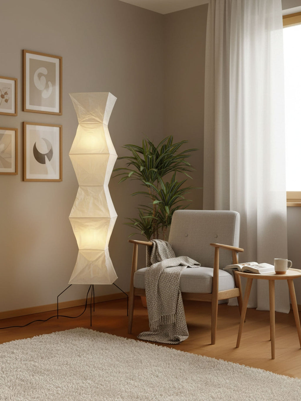 Traditionel gulvlampe i rispapir