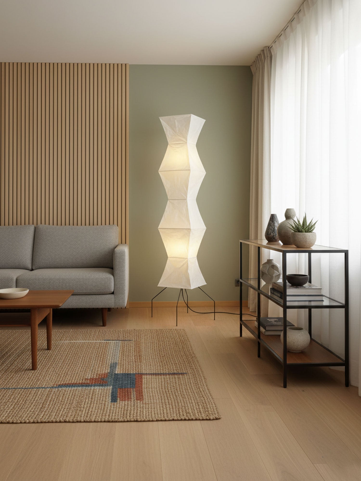 Traditionel gulvlampe i rispapir