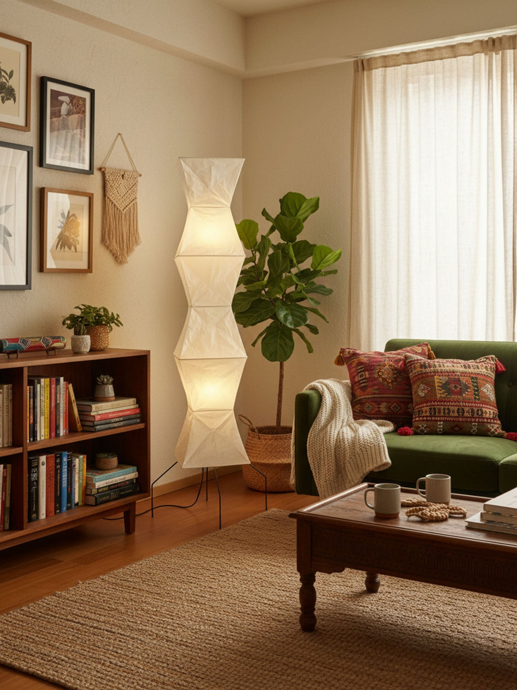 Traditionel gulvlampe i rispapir