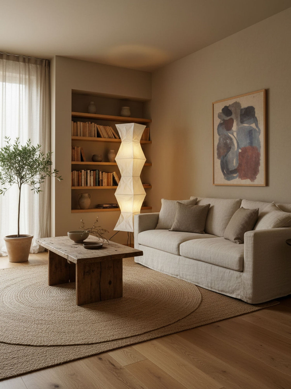 Traditionel gulvlampe i rispapir