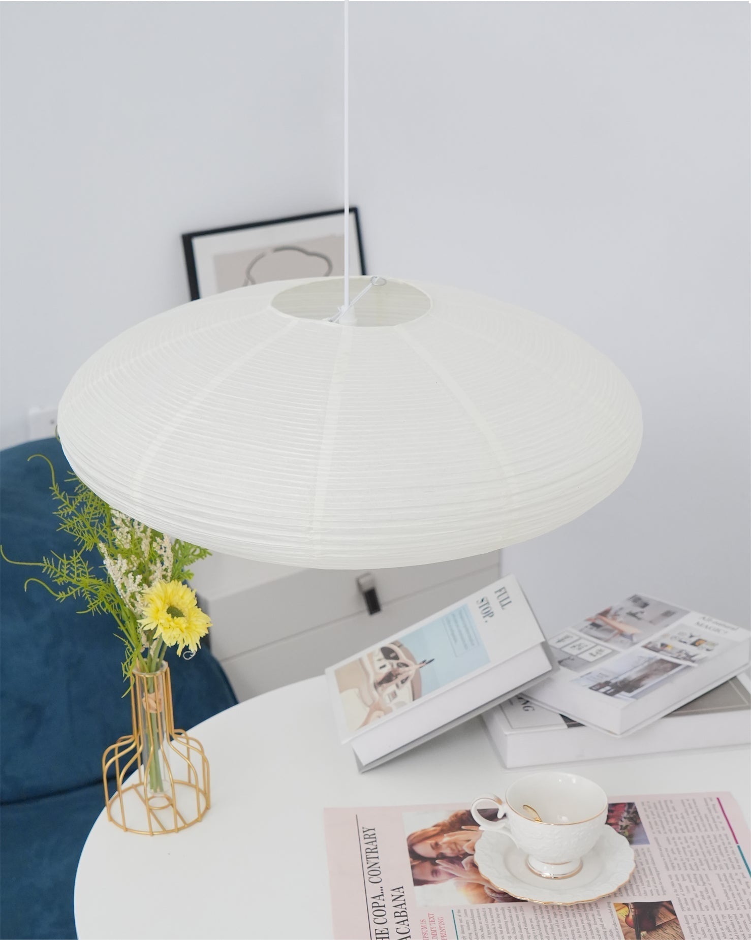 Handcrafted 15A Swag Light — Translucent Washi Paper Shade