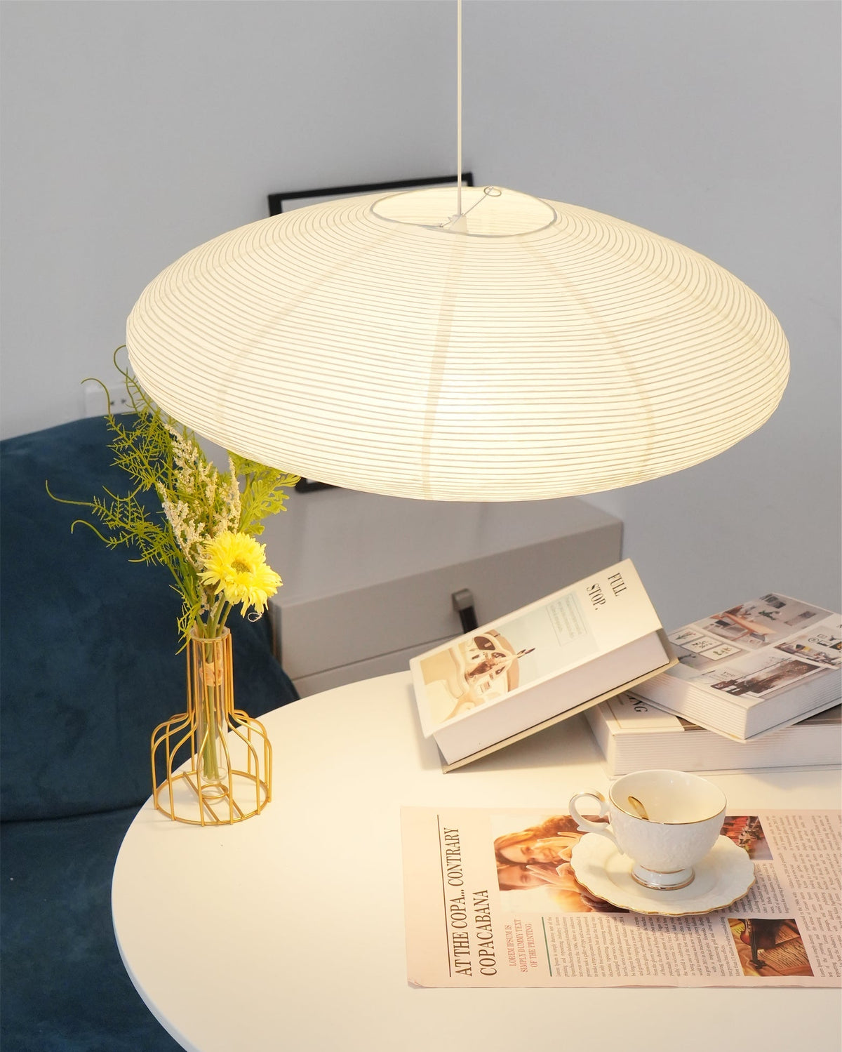 Handcrafted 15A Swag Light — Translucent Washi Paper Shade