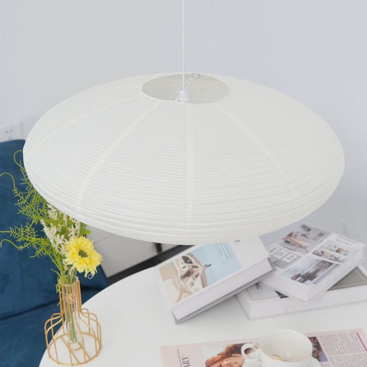 Handcrafted 15A Swag Light — Translucent Washi Paper Shade