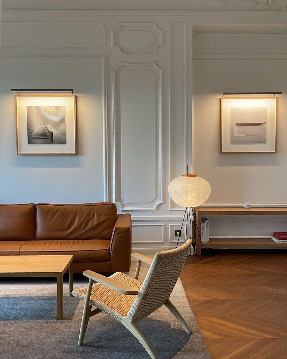 Traditionel gulvlampe i rispapir
