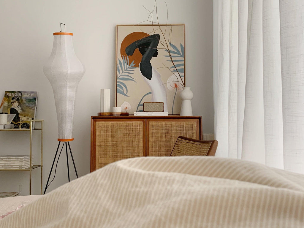 Traditionel gulvlampe i rispapir