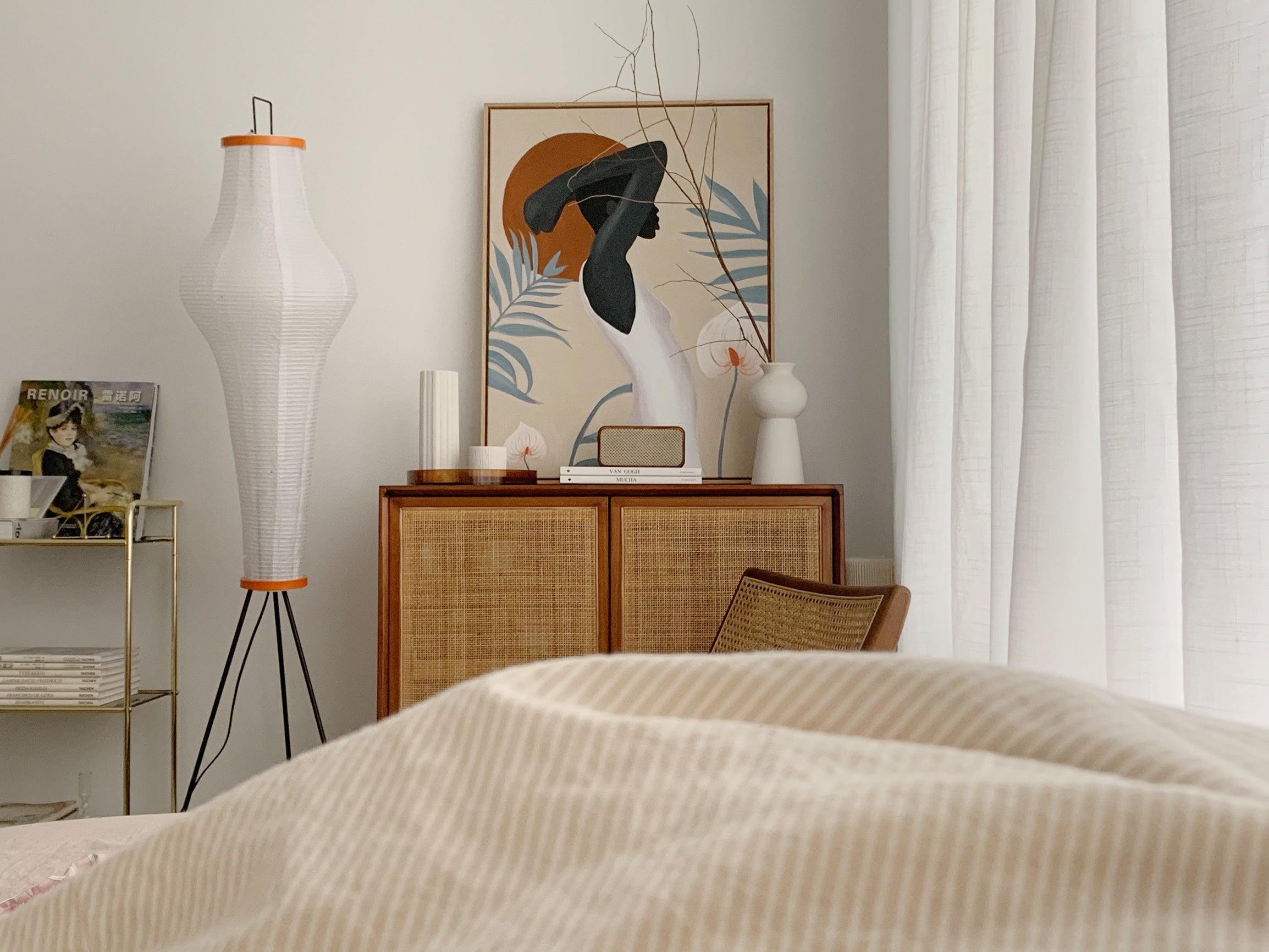Traditionel gulvlampe i rispapir
