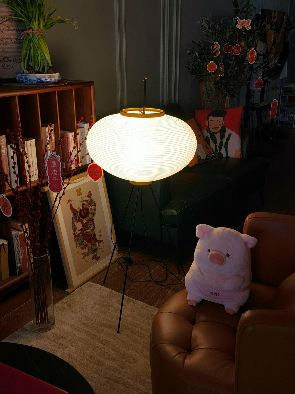 Traditionel gulvlampe i rispapir