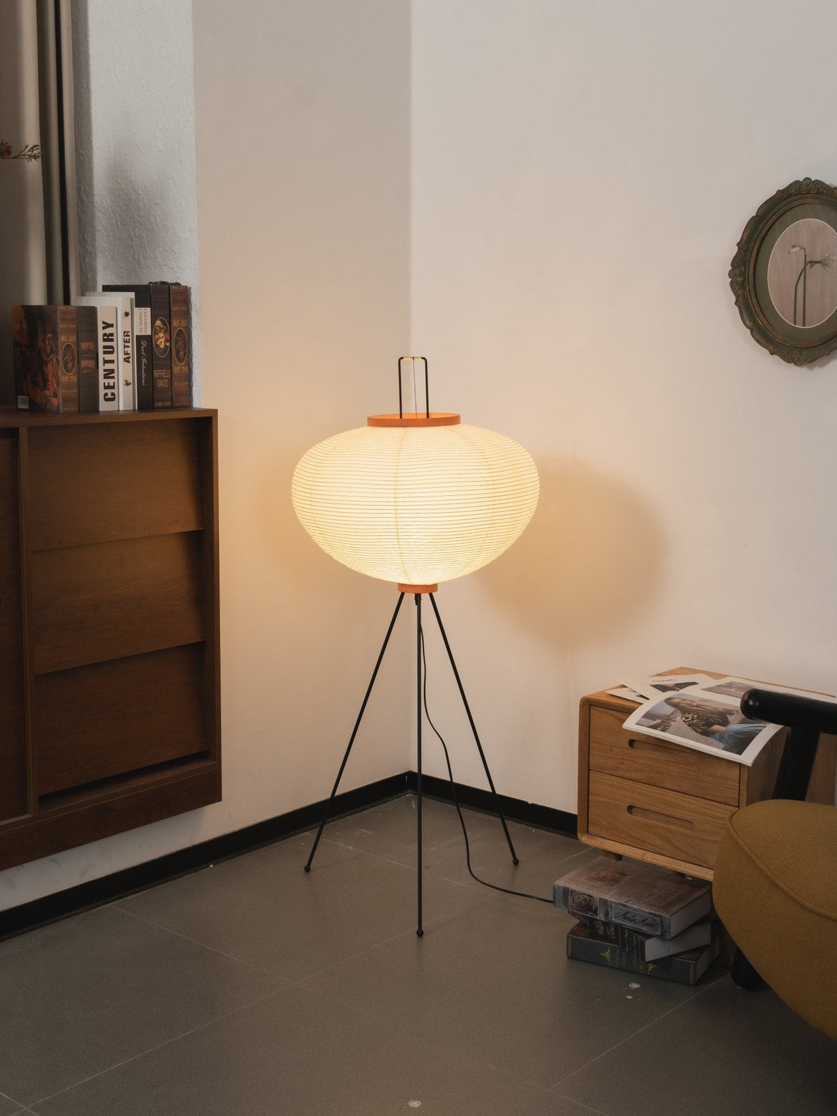 Mid-century ihlette rizspapír állólámpa